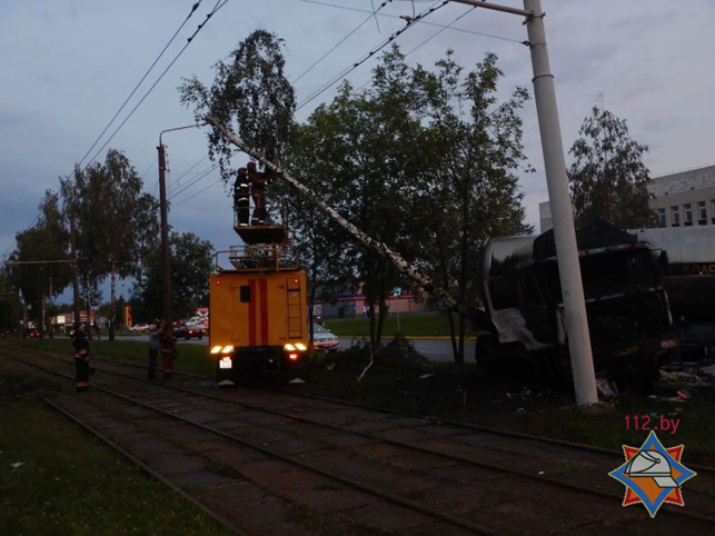 грузовик с газовой цистерной, пожар, Новополоцк