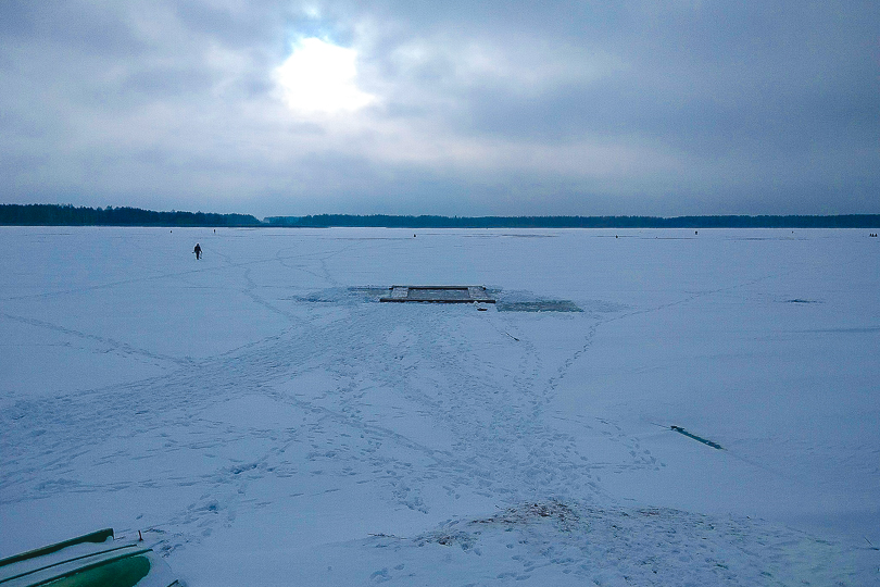 водохранилище Солигорск лед