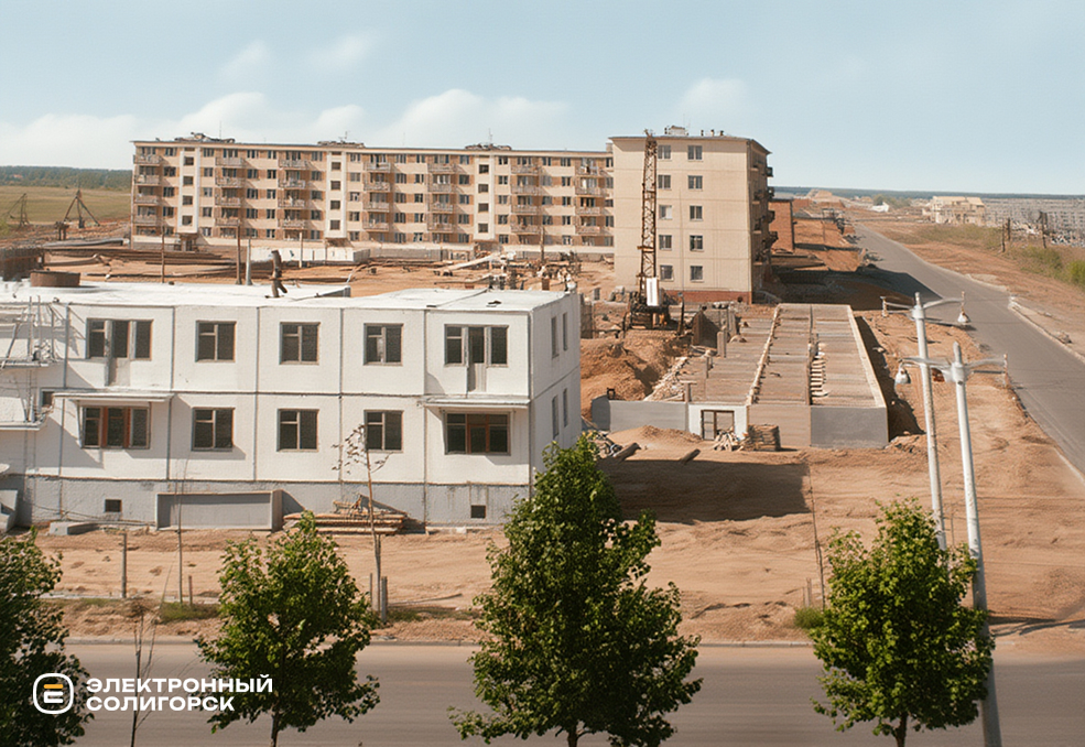 Строительство Солигорска ретрофото